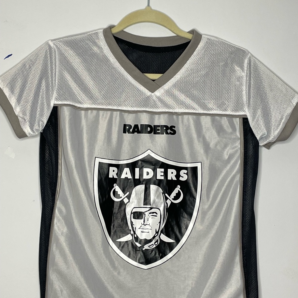 Vintage Raiders T-Shirt  NFL Flat Gray & Black Double Sided Shirt Youth Medium